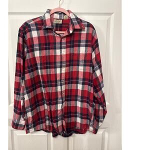 L.L. Bean Freeport Maine 100% Cotton Plaid Flannel Button Down Men's Shirt, L